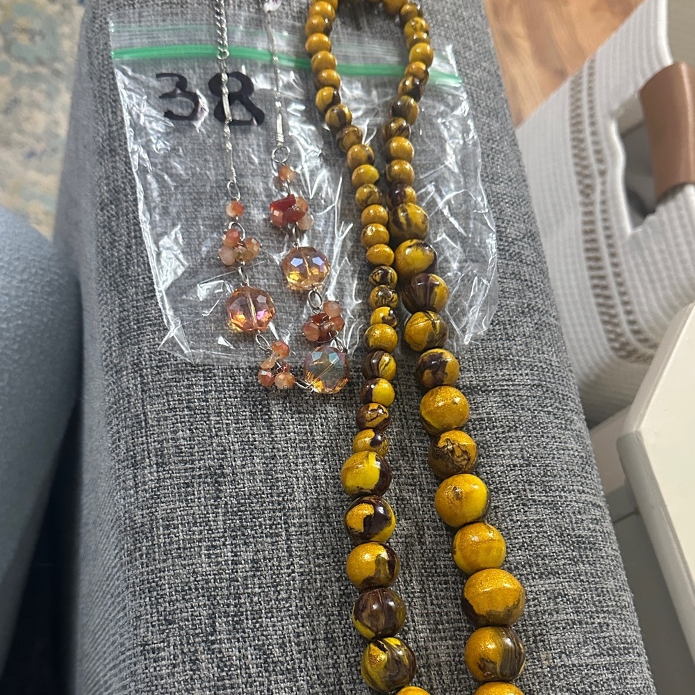 Yellow/Brown Beaded Necklace - Women’s Jewelry. Bag #38 bundle for better price